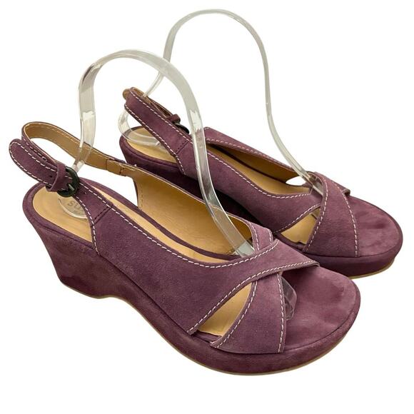 Sundance Mauve Suede Wedge Sandals Open Toe Ankle Strap Shoes Women Sz 40(9-9.5) - Picture 2 of 11